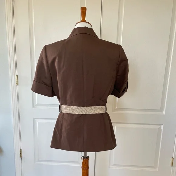 Vintage Tahari Linen-blend Utility Belted Blazer - Picture 2 of 6